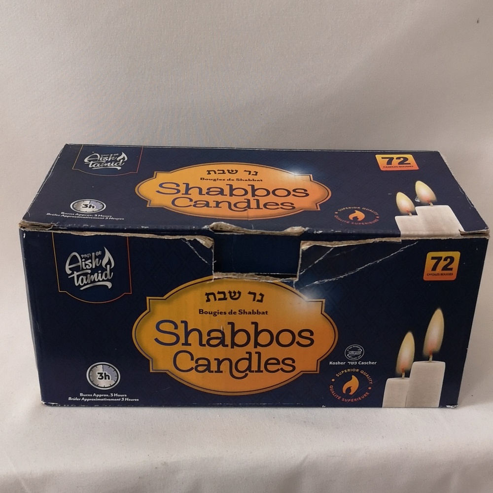 Open Box Shabbos Candles with 48 Candles, 3 Hour Burn, 4" x .75" White